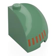 Brick Round Corner 3 × 3 × 2 Dome Top with Dark Orange Stripes print Sand Green