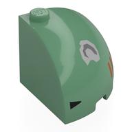 Brick Round Corner 3 × 3 × 2 Dome Top with Dark Orange Stripes, Black Triangle, Light Bluish Grey Dent print Sand Green