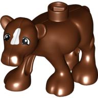 Duplo Animal Cow Baby (Calf) Front Leg Forward with White Blaze Print Rotbraun