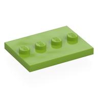 Plate Special 3 × 4 with 1 × 4 Center Studs [Plain] Lime