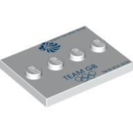 Plate Special 3 × 4 with 1 × 4 Center Studs and 'TEAM GB' and Olympic Rings Print Weiß