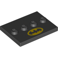 Plate Special 3 × 4 with 1 × 4 Center Studs and Batman Logo Print