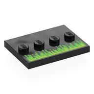 Plate Special 3 × 4 with 1 × 4 Center Studs with Bright Green/Lime Pixelated Energy print Black