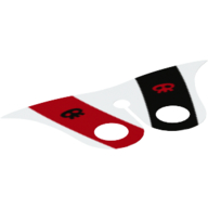 Neckwear Cape Collar, Pointed with Black and Red Stripe, Black and Red Skull White