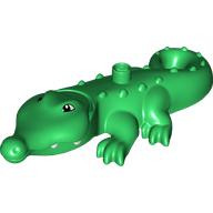 Duplo Animal Alligator Type 3 - Mouth Opens, Wide Snout Grün