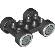 Duplo Car Base 2 × 4 with Removable Metal Axles, Black Tires with Whitewall and Silver Hub Cap Print Black
