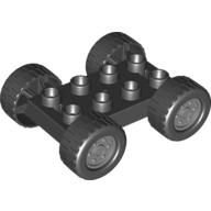 Duplo Car Base 2 × 4 with Black Tires with Tread & Light Bluish Gray Classic Wheels Design