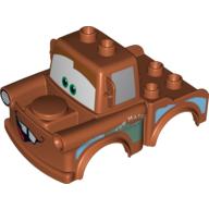 Duplo Car Body 2 Top Studs Truck with Cars Tow Mater Print Dunkelorange