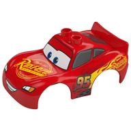 Duplo Car Body 2 Top Studs and Spoiler with Lightning McQueen Rust-Eze, and Wide Eyes and Smile Print Rot