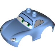 Duplo Car Body, 2 Top Studs, Sports Coupe with Cars Sally Print Medium Blue