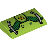 Brick Curved 2 × 4 × 2/3 No Studs with Hoses and Machinery Print Lime