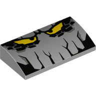 Brick Curved 2 × 4 × 2/3 No Studs with Rock Monster print Light Bluish Gray