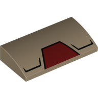 Brick Curved 2 × 4 × 2/3 No Studs with Iron Man Mask print Dark Tan