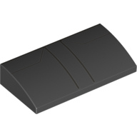 Brick Curved 2 × 4 × 2/3 No Studs with Silver Lines print in Schwarz