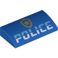 Brick Curved 2 × 4 × 2/3 No Studs with Gold Police Badge, 'POLICE' Print