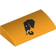 Brick Curved 2 × 4 × 2/3 No Studs with Black Elephant Head Print