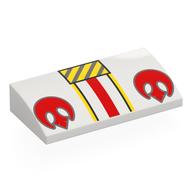 Brick Curved 2 × 4 × 2/3 No Studs with Yellow/Red/Silver Strips, Red Rebel Symbol print White