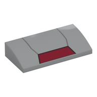 Brick Curved 2 × 4 × 2/3 No Studs with Dark Red Trapezoid Shape (Iron Man Armor) print Hellblaugrau