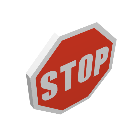 Road Sign Clip-on 2 × 2 Octagonal with Red Stop Sign Print White