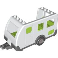 Duplo Caravan with Bright Green Interior and Dark Bluish Gray Base White