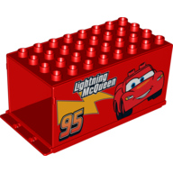 Duplo Truck / Semi-Tractor Container 4 × 8 × 3.5, with Lightning McQueen (Mack) Print Rot
