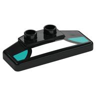 Duplo Rear Spoiler 2 × 4 × 1 / 2 with White and Dark Turquoise Panels Print Schwarz