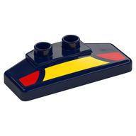 Duplo Rear Spoiler 2 × 4 × 1 / 2 with Yellow and Red Panels Print Dunkelblau