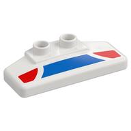 Duplo Rear Spoiler 2 × 4 × 1 / 2 with Blue and Red Panels Print Weiß
