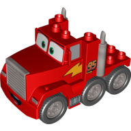 Duplo Cars Truck Semi-Tractor with Wheels, with '95' and Lightning Bolt (Mack) Print Rot