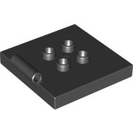 Duplo Plate 4 × 4 with 4 Center Studs and Hinge Black