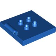 Duplo Platte 4 × 4 mit 4 Mitte Noppen und Scharnier Blau
