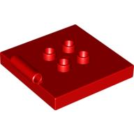 Duplo Platte 4 × 4 mit 4 Mitte Noppen und Scharnier Rot