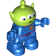 Duplo Figure Alien Head with 3 Eyes, Blue Legs, Arms, and Hands, Purple Belt and Buckle Print (Toy Story Alien) Blau