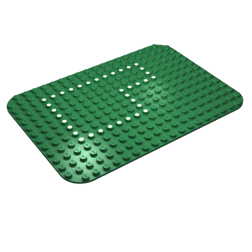 Baseplate 14 × 20 with Rounded Corners and Set 355 Dots Print Grün