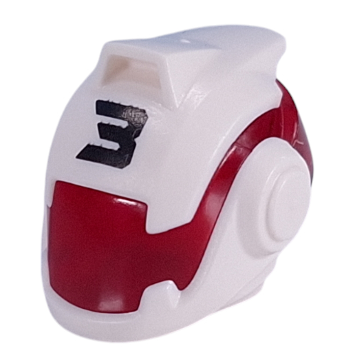 Helmet, Space with Trans-Red Visor, Black '3' print Weiß