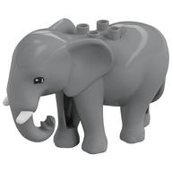 Duplo Animal Elephant, Adult, Stationary Head with Molded Tusks, Semicircular Eyes Light Bluish Gray