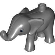 Duplo Animal Elephant Baby Walking, Left Front Foot Forward Dark Bluish Gray