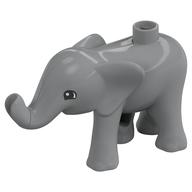 Duplo Animal Elephant Baby Walking with Semicircular Eyes Print Light Bluish Gray