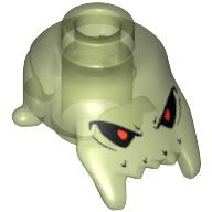 Minifig Head Special with Jagged Bottom Edge and Eyes Print (Brick Daddy) Glow In Dark Trans