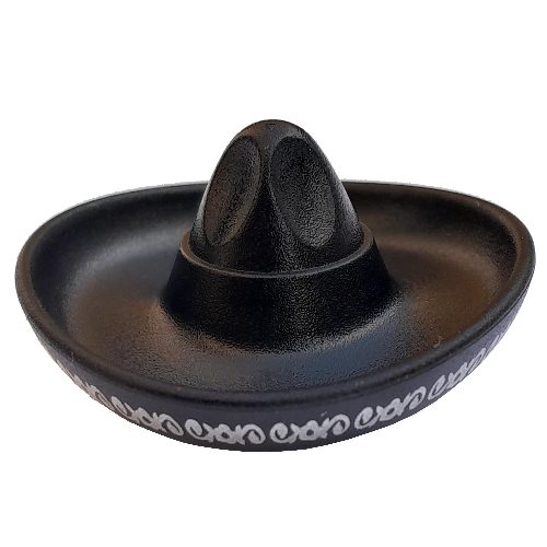 Hat Sombrero with Silver Ornate Wide Trim Print Schwarz