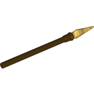 Weapon Pike / Spear Elaborate with Pearl Gold Tip Dark Brown