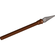 Weapon Pike / Spear Elaborate with Flat Silver Tip Rotbraun