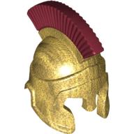 Helmet Spartan Warrior with Dark Red Crest Print Metallic Gold