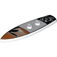 Sport Surfbrett Standard mit Palme und Blume (bedruckt) Weiß