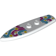 Sport Surfbrett Standard mit rosa und mittelazurblauen Wirbeln und gelben Sternen (bedruckt) in Weiß