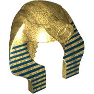 Headdress Nemes (Mummy) with Stud, Dark Blue Stripes Thin Print Metallic-Gold