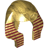 Headdress Nemes (Mummy) with Stud, Dark Red Stripes Thin Print Beige