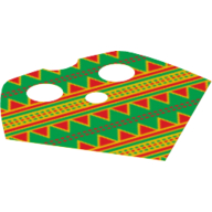 Neckwear Poncho, Half with Dark Green and Terra Cotta Print Dunkelgrün