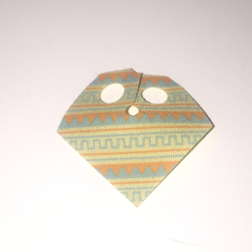 Neckwear Poncho, Half with Aqua and Terra Cotta Print Tan
