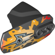 Large Figure Limb Cover, Size 5, Armor with Ball Joint Socket with Fire and Silver Single Lightning Bolt Print (Jetbug) Black